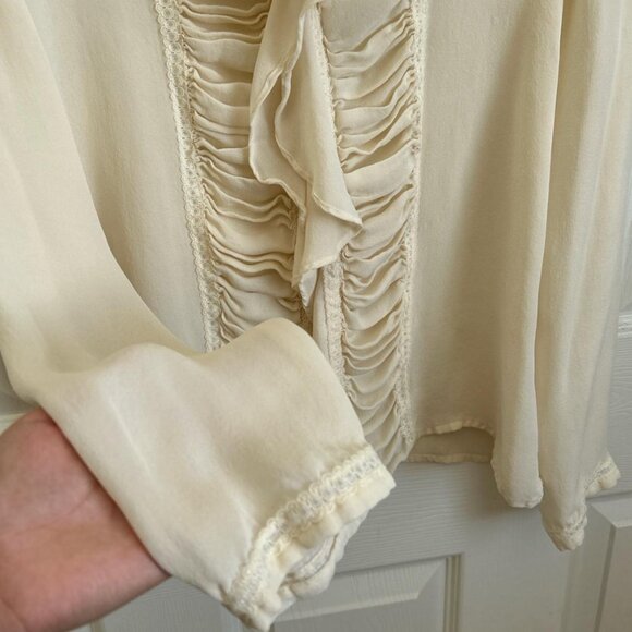 vintage sheer cream/white statement long sleeve blouse - Picture 4 of 4